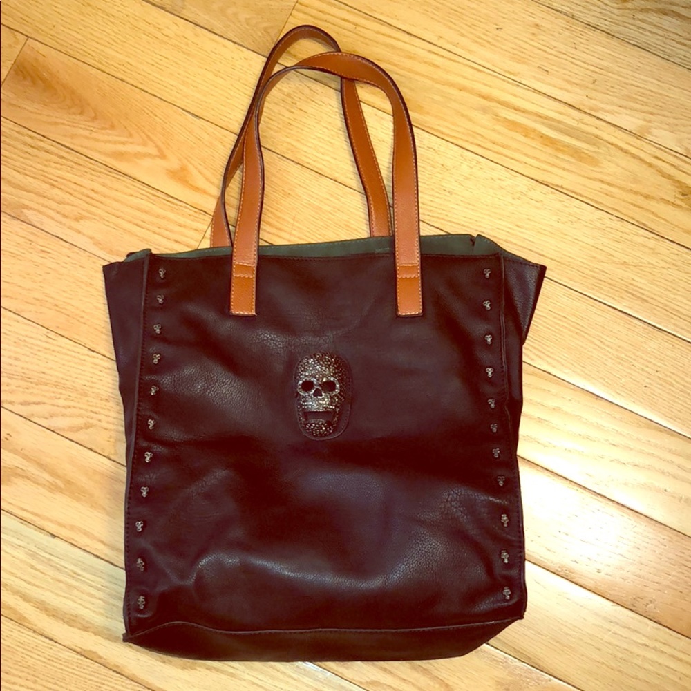 Leather Tote with Skulls